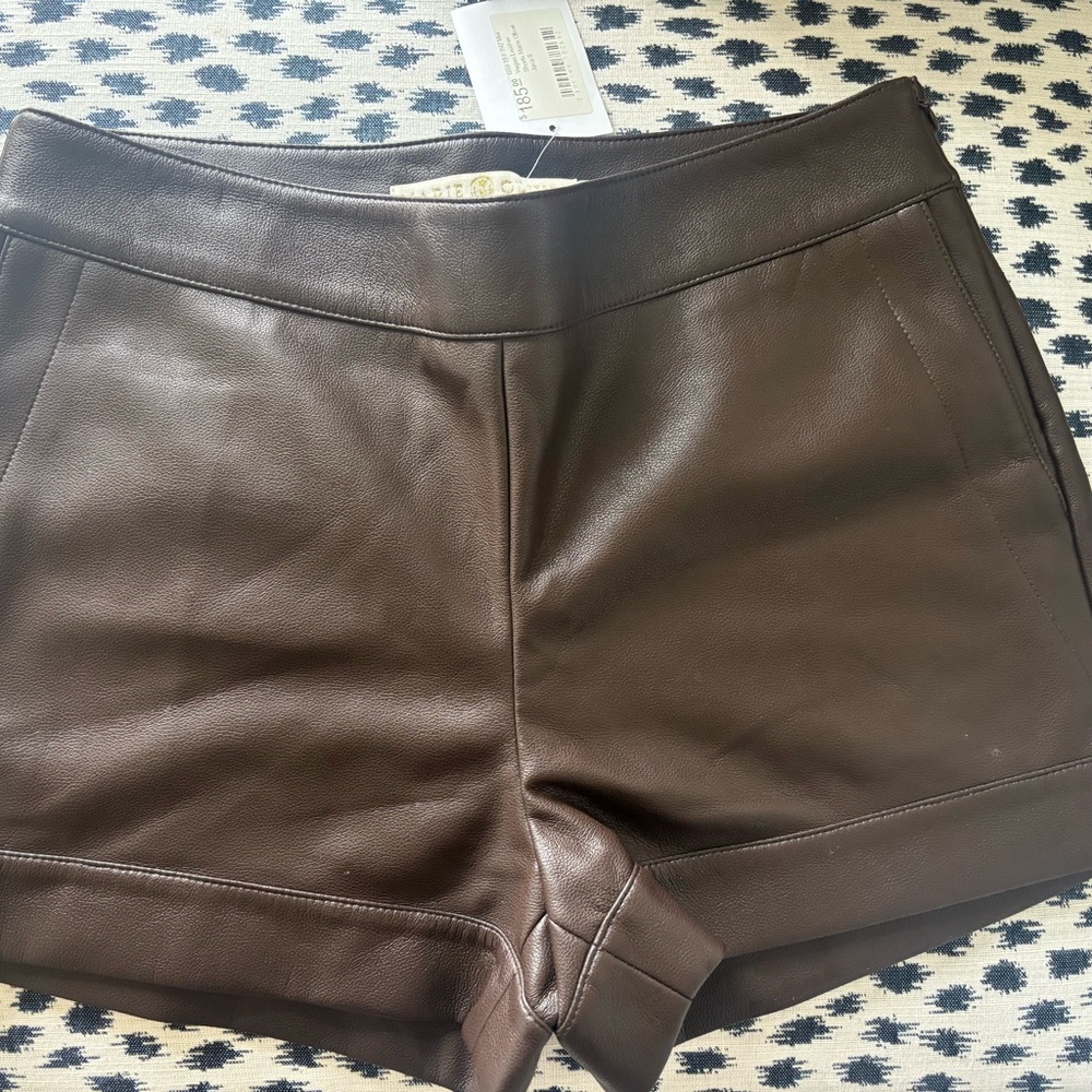 Marie Oliver NWT Faux Leather Mia Shorts, sz 6, Java / Dark Brown